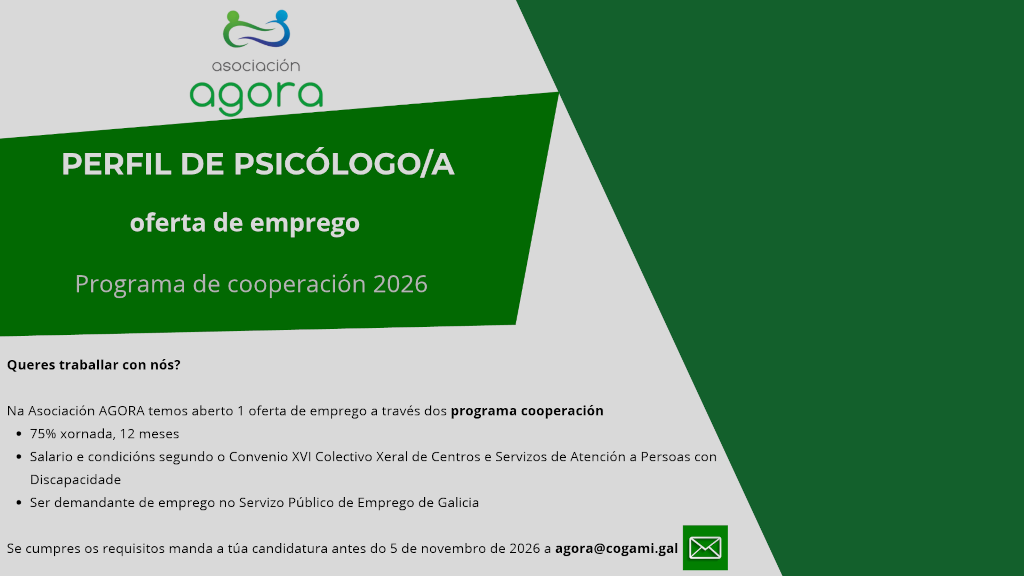 CARTEL CON OFERTA DE EMPREGO PARA CONTRATAR UN PERFIL DE PSICÓLOGO-A NO ANO 2026